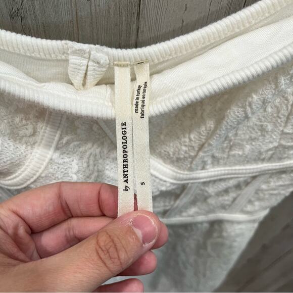 Anthropologie Textured Knit Midi Dress Bustier Ivory Womens Size Small *FLAW - Picture 3 of 11